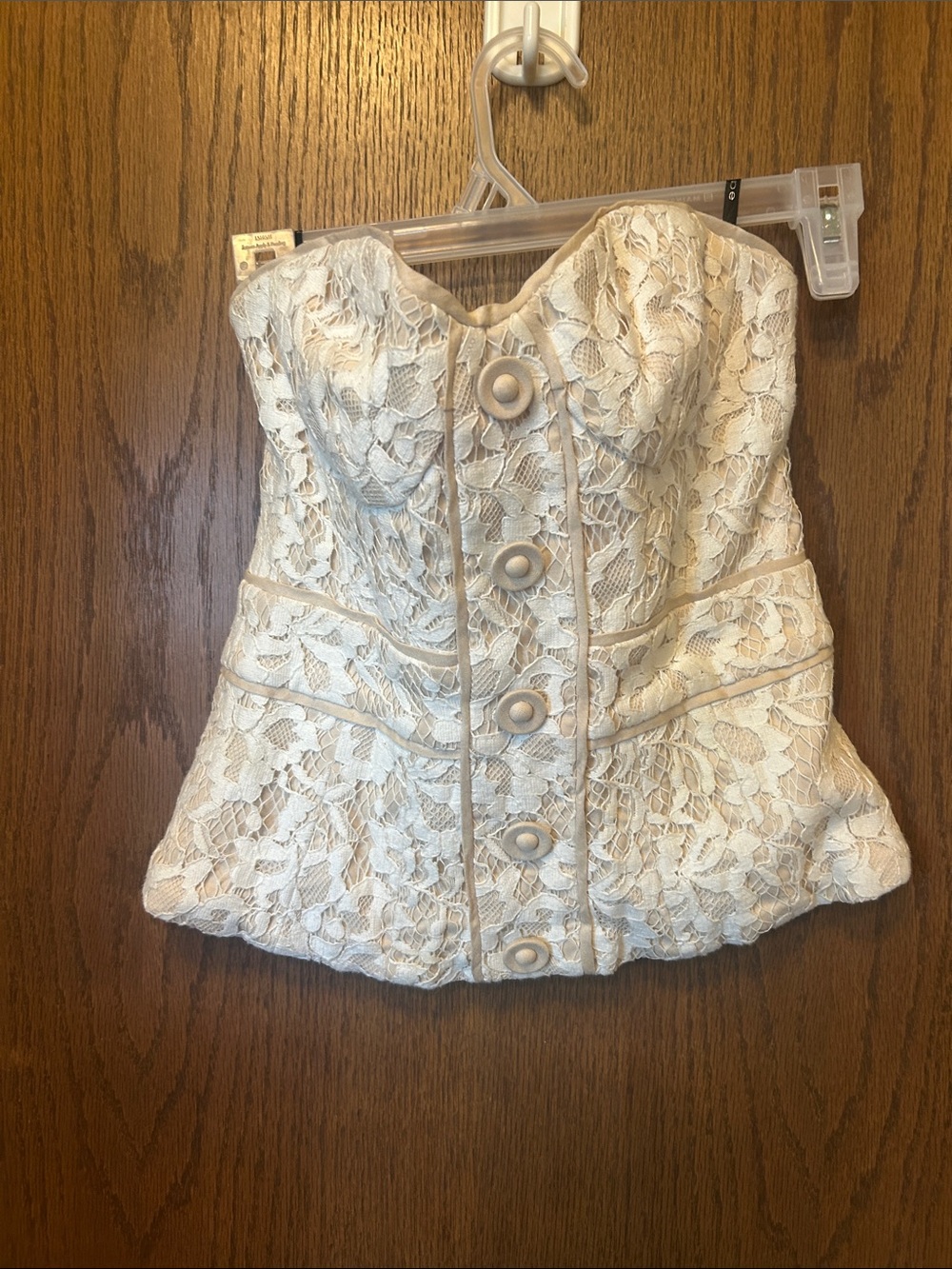 bebe Ivory Lace Strapless Corset Camisole